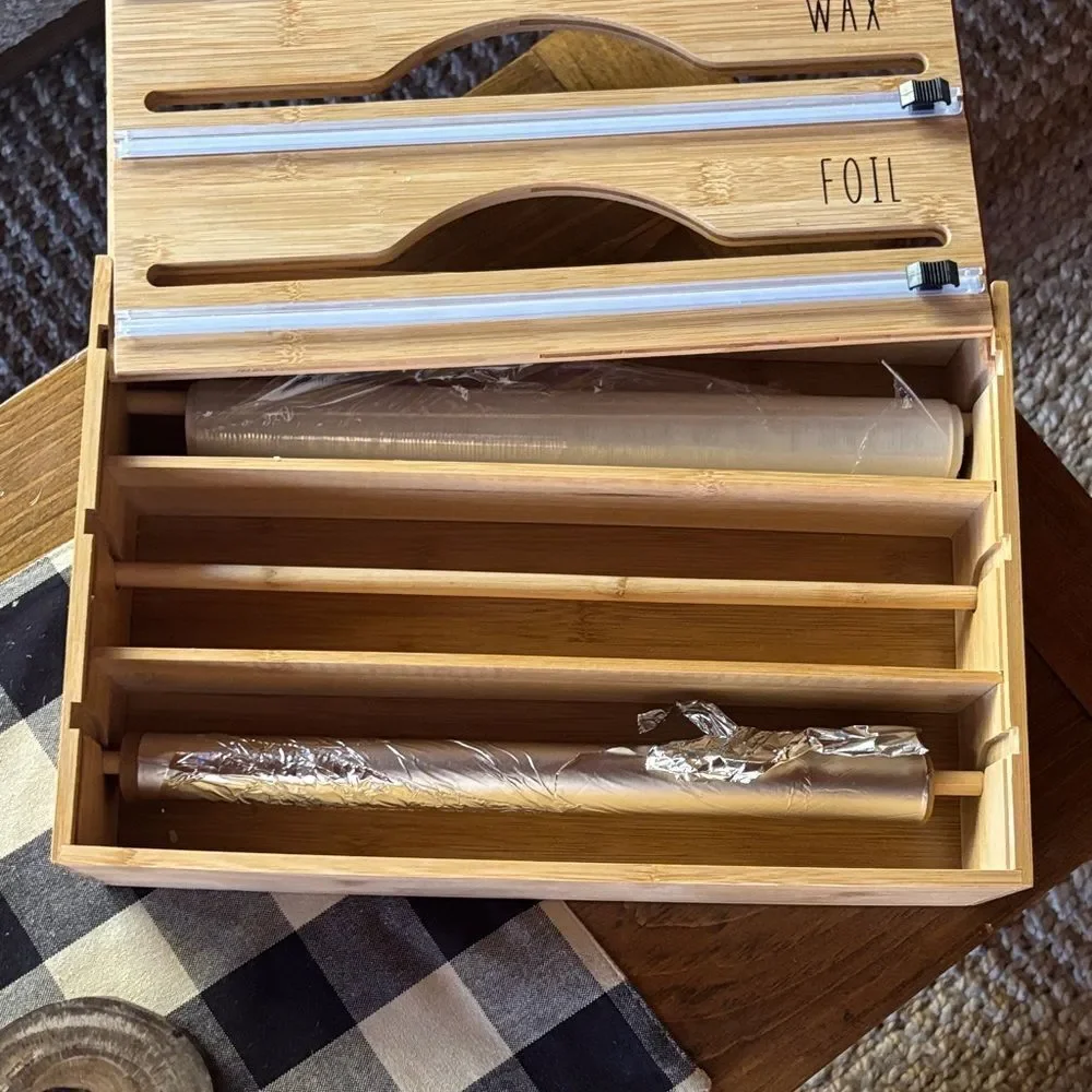 Rae Dunn like Bamboo Kitchen Wrap Organizer
